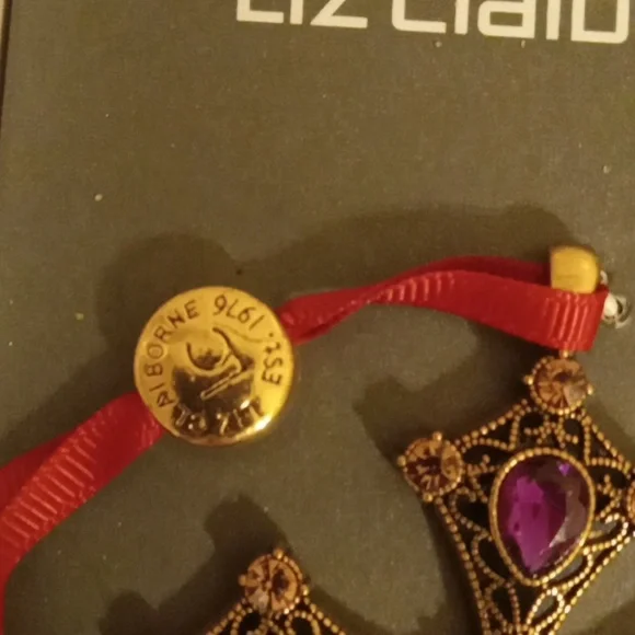 Liz Claiborne cross christmas tree ornament 2018 purple and pink gold to… - Picture 2 of 6